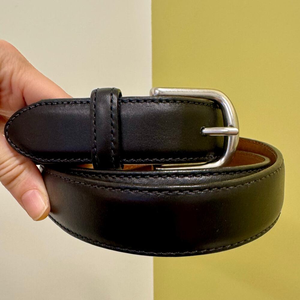 LL Bean Black Leather Belt Full Grain USA Made Mens Waist Sz 46 Career Polished